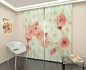 balaji textile 3D Love Rose Digital Printed Polyester Fabric Curtains for Bed Room, Living Room Kids Room Window/Door/Long Door (4 x 7 Feet (Size : 48 x 84 Inch) Door)