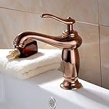Oudan Rose Gold kupfern Wasserhahn heißen und kalten Becken Badezimmer Schrank einzigen Loch Wasserhahn (Farbe : -, Größe : -)