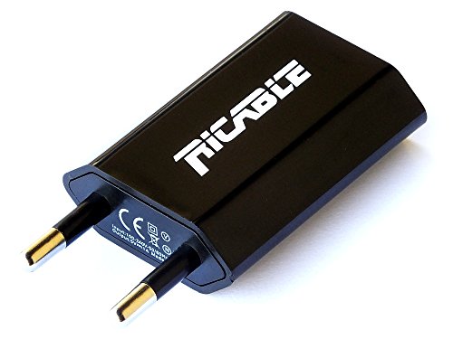 Ricable CHA - Netzteil Ladegerät EU von 220V auf USB 5V 1A - Ideal, um Smartphone und Tablet bis 1 Ampere zu laden. Ausgezeichnet als USB-Stromversorgung