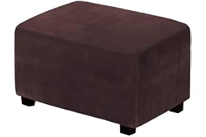XGANGM Sammet ottoman överdrag rektangel XL stor stretch ottoman överdrag extra stor/liten/medium fotpall överdrag puffskydd