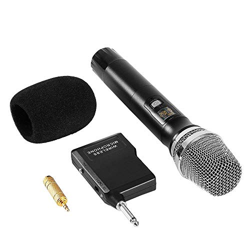 Microfono Wireless Palmare ARCHEER Microfono UHF Band Portatile con Mini Ricevitore 6.35mm per Karaoke,DJ,Party,Riunione,Cerimonia di nozze,Discorso,Insegnate,Nero Classico