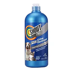 Shout Pets Pro Strength Urine Destroyer Carpet Cleaner for Pets in Fresh Scent | Urine Remover Carpet Cleaner for Cat and Dog Urine Stains and Odors on Carpet & Upholstery, 32oz Bottle, 3 Pack