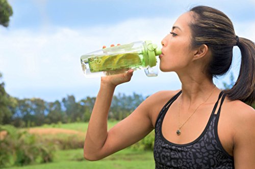 Hydracy Trinkflasche für Fruchtschorlen (1Liter) in verschiedenen Farben, mit langem Infuser und Isolierhülle – 100% dicht und perfekt für Sport & Freizeit - 7