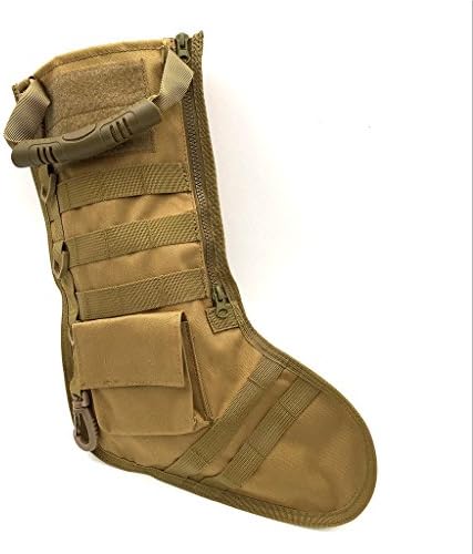 Antifire Military Tactical Christmas Stocking Xmas Scok Storage Bag with Molle Gear Gift Bag Pocket Hang on Christmas Tree Greasto for Hiking,Camping,Travelling,Hunting