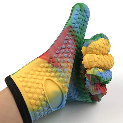 Preisvergleich Produktbild Cicongzai Hitzebeständiges BBQ Fleckenbeständig Maschinenwaschbare Kochhandschuhe - Topflappen Isoliertes Silikon mit Schutzfutter Vielseitig wasserdicht für BBQ Grill, Frittieren, Lagerfeuer