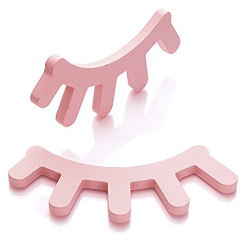 SIEGES 2Stk Hölzern Wimpern 3D Wand Aufkleber Hängende DIY Kunst Wandaufkleber (Pink)