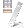 XERGY LED Under Cabinet Wireless Lights, Under Counter Closet Lights with Motion Sensor, USB Rechargeable for Indoor Kitchen Closet Stairway Aluminum Alloy Casing & Magnet 3 Color Temperature (20 CM)