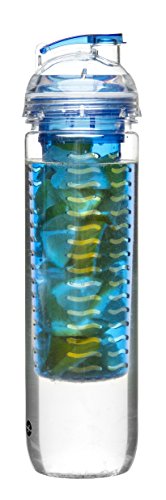 Sagaform 5017477 Trinkflasche mit Früchteinsatz, Kunststoff, 7 x 7 x 28 cm, transparent / blau - 2