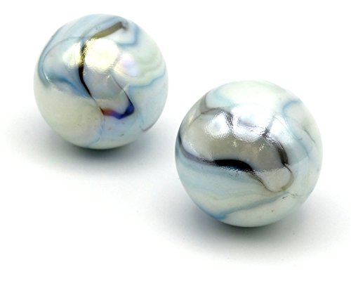 MaRécréation-MesBilles- Pack de 2 Boulards Tigre Blanc 45 mm, A1-KT8H-BIXI, Bleu, 2 X ø