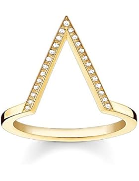 Thomas Sabo Damen-Ring Glam & Soul Vergoldeter Dreieck 925 Silber Diamant (0.1 ct) weiß - D_TR0020-924-14