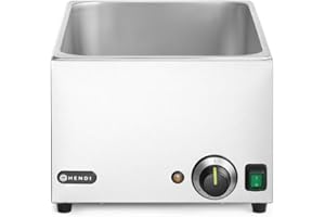 HENDI Baño María eléctrico, Sistema de Calentamiento al baño María, Temperatura Regulable 30 °C a 85 °C, 1 x GN 1/1, 2 x GN 1/2, 3 x GN 1/3, 19L, 230V, 1000W, 590x332x(H) 242mm, Acero Inoxidable