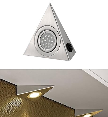 MULANG Triangle 2W Led Downlight Under Cabinet Shelf Light Stainless Steel Brushed Kitchen Cupboard Lamp Warm White 3000K