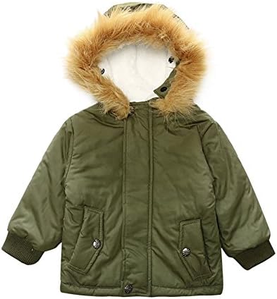 MissChild Baby Boys Baby Boys Hooded Jacket Thick Warm Windbreaker Outerwear Quilted Winter Coat Toddler Infant Clothes Green Label 100
