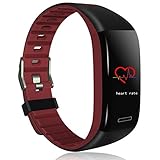 SODIAL T30 Intelligent Armband Uhr Herzfrequenz Messger？t Bluetooth Sport Modus Fitness Tracker Uhr Schlaf Schrittz？hler Wasserdichte Armband (Rot)
