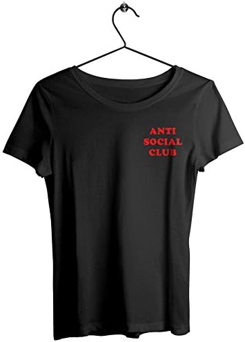 TOOWASTED Anti Social Club Red, Womens Pocket Shirt Anti Social Top, Small, Black