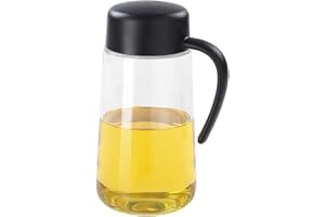 GENERICO Generic Dispenser automatico per olio d'oliva, capacità 1 l, contenitore per condimenti da cucina, con manico antiscivolo, beccuccio antigoccia e antigoccia, facile da riempire e pulire (nero)