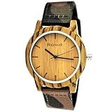 Handgefertigte Holzwerk Germany® Designer Unisex Herren-Uhr Damen-Uhr Camouflage Öko Natur-Holz Holz-Uhr Armband-Uhr Analog Klassisch Holz-Armbanduhr Braun Schwarz Gün Textil-Armband Holz-Ziffernblatt