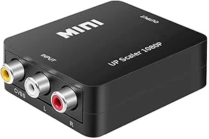 OcioDual Adaptador RCA a HDMI, Adaptador HDMI a AV, Convertidor RCA a HDMI, Conexión Audio Estéreo y Video 1080p PAL/NTSC para PC, TV, PS1, PS2, N64, HDMI2AV, Negro