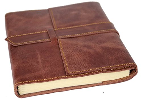 Attache Nachfüllbares Notizbuch handgefertigt mit Ledereinband Braun Large (21cm x 15cm x 2cm)