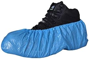 REAL ACCESSORIES 100 PACK BLUE DISPOSABLE OVERSHOES COVER SHOE COVER |PERFECT FOR EVERYDAY USE AT WORK, HOME, CLEANING Protect Carpets & Floors ONE SIZE FITS ALL