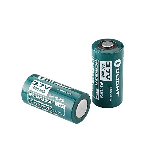 Olight® 16340 RCR123A Akkus Lithium-ion wiederaufladbar Batterie 3.7V 650mAh - 2-er Pack (original und geschützt)