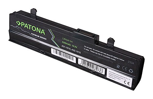 PATONA Premium Laptop Akku für ASUS Eee pc 1015B | 1015P | 1015PD | 1015PDG | 1015PE | 1015PEB | 1015PED | 1015PED N455 | 1015PEG | 1015PEM | 1015PN | 1015PW | 1015PX | 1015T | 1016P | 1016P D743 | 1016PE | 1016PEB | 1016PED | 1016PEM | 1016PG | 1016PN | 1016PT | 1215B | 1215N | 1215n pu17 | 1215P | 1215PE | 1215PED | 1215PEM | 1215PN | 1215PW | 1215T – [ Li-ion; 5200mAh;schwarz] - 2
