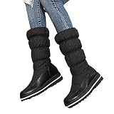 Tianwlio Frauen Herbst Winter Stiefel Schuhe Stiefeletten Boots Damen Winter Warm Halten Schuhe Runde Zehe Elastische Kraft Dicke Untere Schneestiefel Schwarz 41