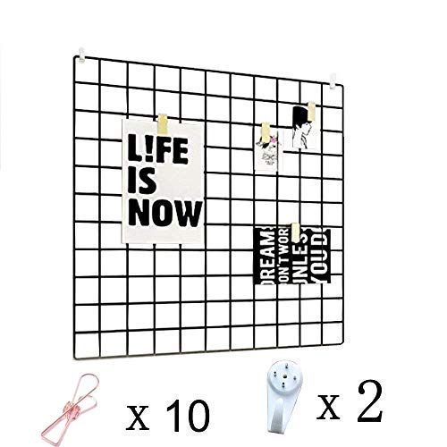 WUZILIN Mur de Grille de Fer Photo Mur Multifonction métal Maille décoration Murale/Pendaison Photo Mur/Mur Art Display & Organisateur (Noir, 60 * 60cm)