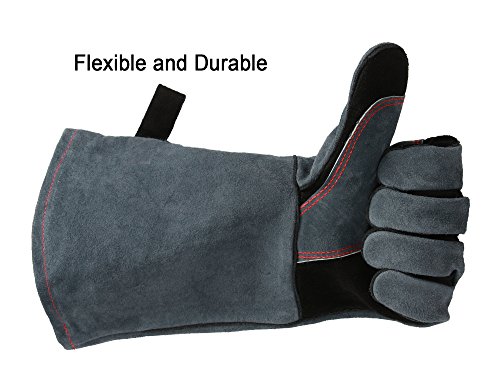 OZERO 932° Ultra Extreme Hitze Grill Handschuhe für Raucher, Backofen & Outdoor Grill Schweißhandschuhe Leder BBQ Grillgloves - 8