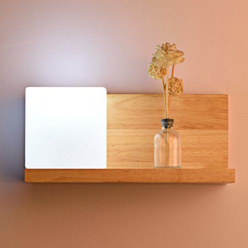 Preisvergleich Produktbild SADASD Led-Holz Square Wandleuchte amerikanisches Land Schlafzimmer Bett Retro Bügeleisen Wohnzimmer Flur Wandleuchte, rechten Bereich weißes Licht