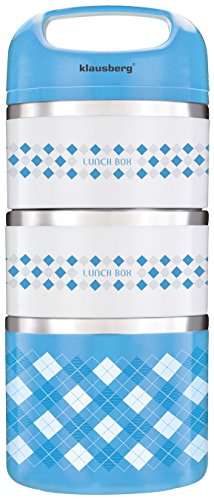 1,23 Liter Lunchbox mit 3 Kammern Lunch-Box Suppe Lebensmittel Essen Edelstahl Isolierte Haltebox Lunch box Blau