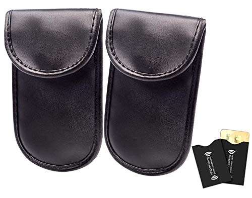 CDGroup 2x Estuche Llaves Bloqueador para Llave de Coche Bloqueador de Señal Funda Faraday Llave Coche Antirrobo Coche Jaula de Faraday Fob Protector Funda Llaves 2x Protector para Tarjetas