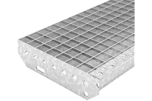 FENAU Marches en caillebotis 1000 x 240 mm, largeur des mailles 30 x 30 mm, galvanisées, antidérapantes, marches d'escalier en métal résistant aux intempéries, idéales pour l'intérieur et l'extérieur