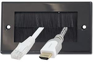 Auline Black Brush Double Twin 2 Gang Wall Outlet Cable Entry Plate Tidy Mount Face Plate Wall Plate (1)