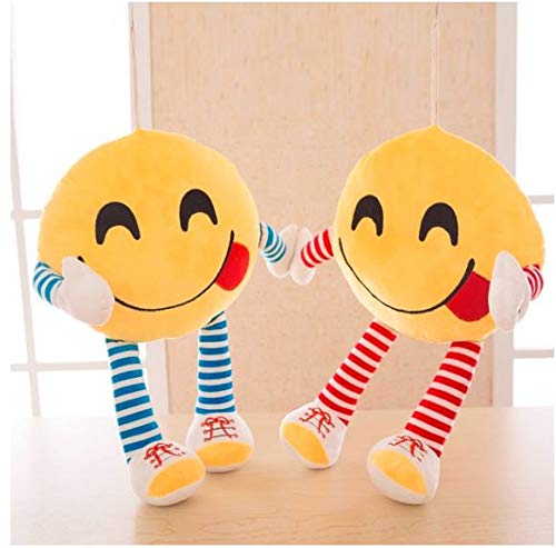 Frantic Plush Feeling Hungry Decorative Smiley Pillow Cushions with Soft Hands and Legs (Yellow) -Pack of 2