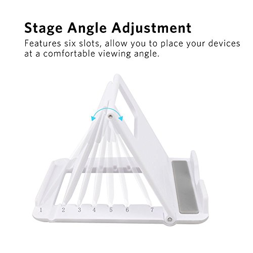 Handy Ständer Tablet Ständer, Multi-Winkel Faltbar Gummi Desktop Halterung iPad Stand Handy Stand Tablet Ständer Handy Halterung Tisch Halterung für 6-8 Zoll Tablet, E-Reader, Smartphone, iPhone 7 / 7 Plus, iPad, Galaxy Tab, S7/ S7 Edge, Huawei P9 (Weiß) - 2