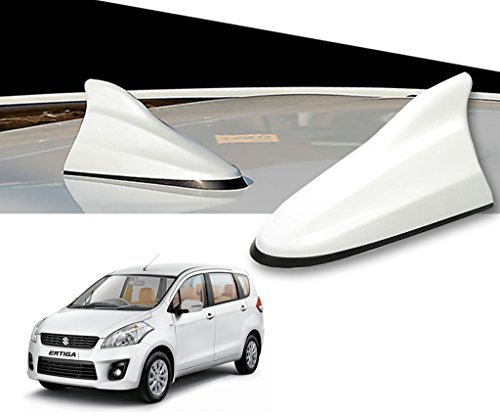 Auto Pearl Shark Fin Antenna Universal Replacement Car Antenna Roof Aerial ABS Material Waterproof Rubber Ring AM FM Radio Signal Compatiable with - Ertiga - (Color White)