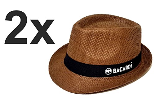 Preisvergleich Produktbild Bacardi Hut Strohhut Strandhut partyhut Sonnenhut in braun - 2er Set