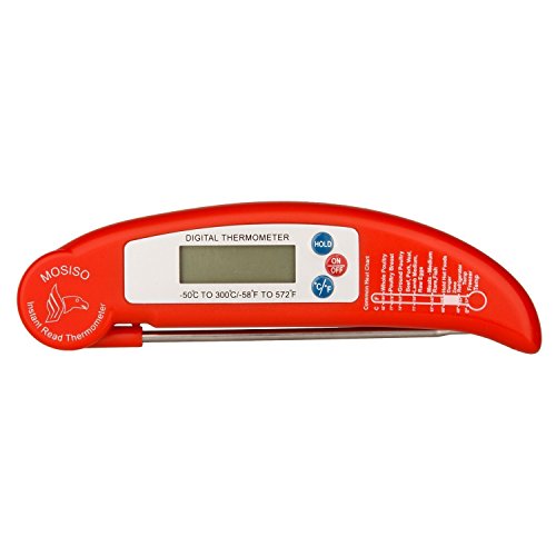 MOSISO Digitale Lebensmittel-Thermometer, Ultra Fast & Accurate Sofortdigitalanzeige Elektronische Grill Fleisch Essen / Grill-Thermometer, Rot - 2
