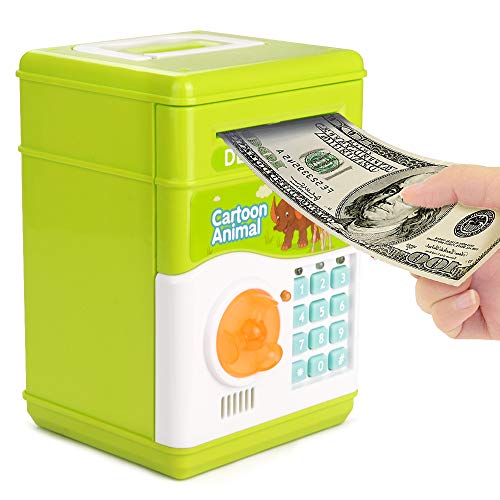 Kingbot 1 Cartoon Password Electronic Piggy Cash Coin Can Money Bank Birthday Toy Gifts For Kids Green - 