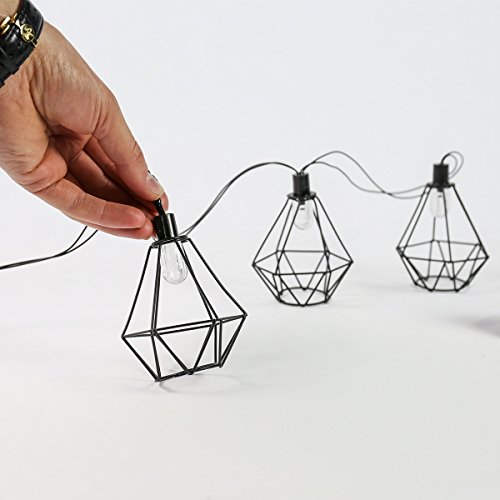 solarbetriebene Außen Design Metall Lichterkette, schwarz, mit LEDs in warmweiß, 2,7m, von Festive Lights - 4