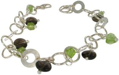 Jane Davis SATC M016 A Smoky Quartz and Peridot Bracelet on a distinctive chain 20cm