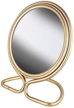 Makeup Mirror, 4 Inch 7x Mag Stand Folding Travel Double Sided Mirror with Pouch Brass