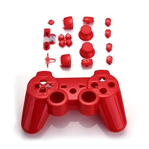 SODIAL R  Funda Carcasa Reemplazo para Mando Inalambrico PS3 Color Rojo