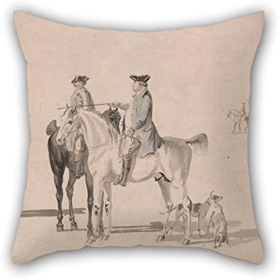 MeiGi Oil Painting Paul Sandby - The Duke Of Cumberland With A Gentleman And A Groom, All Mounted, And Dogs Pillow Cases 20 X 20 Inches / 50 By 50 Cm For Him Birthday Outdoor Son Relatives Kids Gir