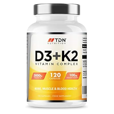 Vitamin D3 3,000 Iu & Vitamin K2 100ug (mk7) - Vitamin D3 K2-120 Vegetarian Capsules - Uk Made Premium Quality - Vitamin D Supplement - Bone, Muscle, Blood & Immune Support For Men & Women