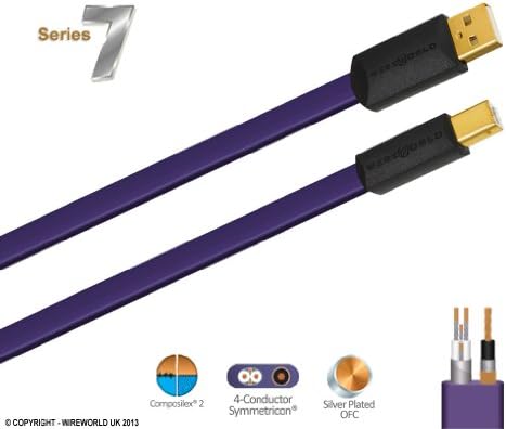 Wireworld Ultraviolet 7 USB2 A to B Cable, 5.0m - Upgrade performance audio USB cable