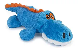 goDog Just for Me Gators with Chew Guard Tough Plush Dog Toy, Blue, Small