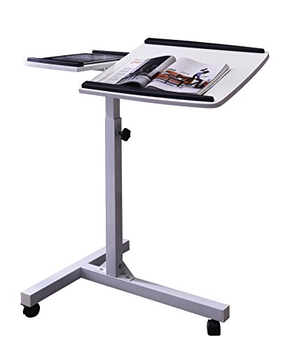 SixBros. Laptoptisch Projektionstisch Weiß – LT-001A/2084 – MDF Weiß – Gestell Metall Weiß - 2