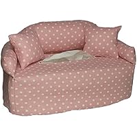 Taschentuchsofa Rosa mit weißen Punkten - Handgefertigt